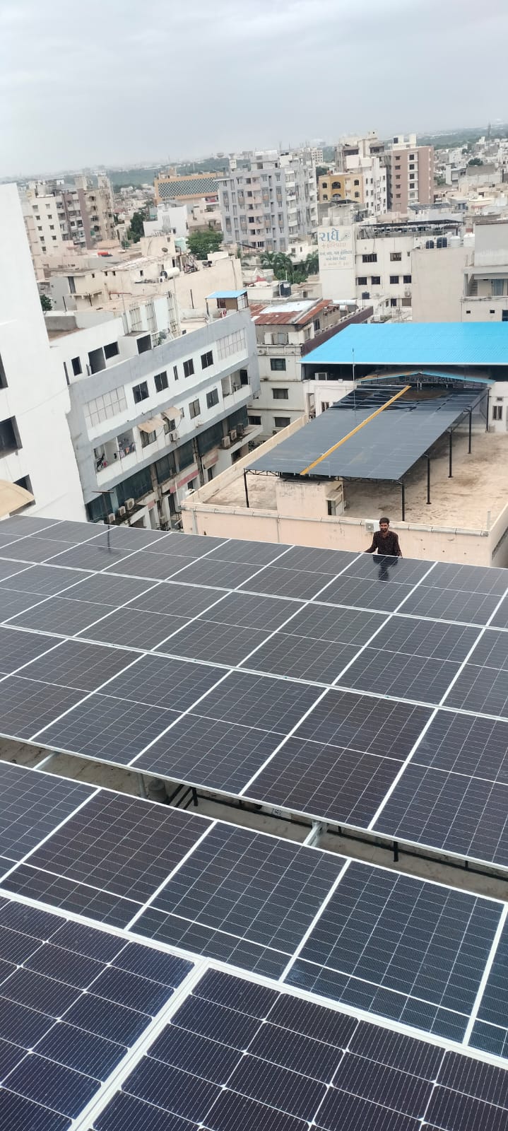 Indrasan Solar rooftop installation in an Ahmedabad neighbourhood