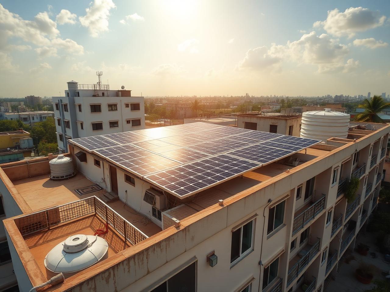 Rooftop solar panel installation in Ankleshwar, Gujarat